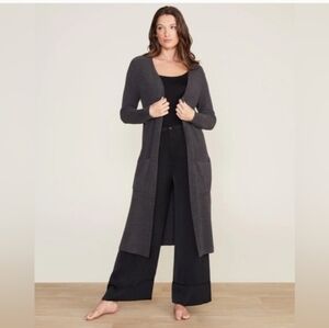 Barefoot Dreams Cozychic Ultra Lite Ribbed Duster Open Cardigan Size XL Grey